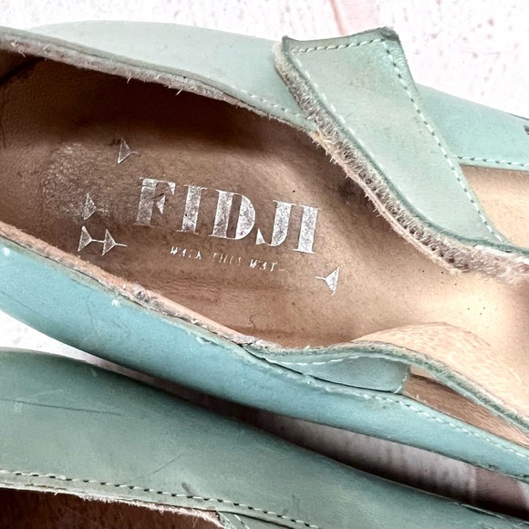 Anthropologie Fidji Aqua Leather Filigree Cutout May Janes - Picture 7 of 7